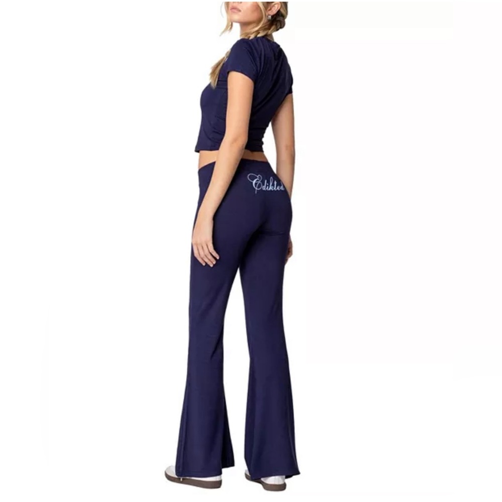 Edikted So Flared Pants in Navy
